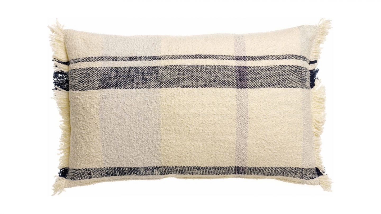 Coussin à carreaux multicolore marine 40 x 65 cm - Jane
