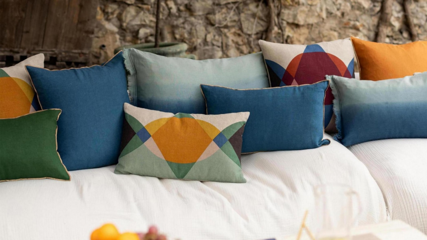 Coussin en lin effet dégradé bleu indigo 30 x 50 cm - Zeff Shade