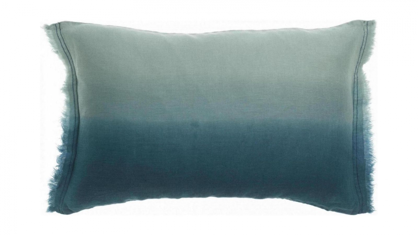 Coussin en lin effet dégradé bleu indigo 30 x 50 cm - Zeff Shade
