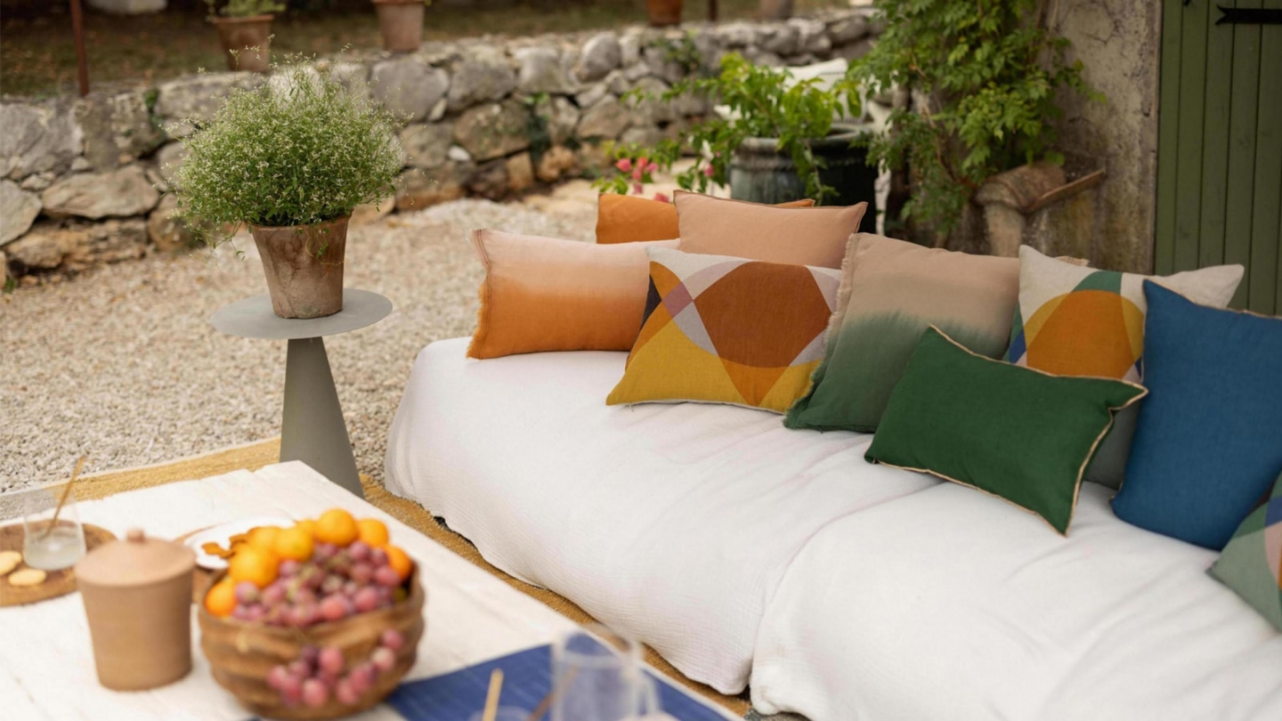 Coussin en lin effet dégradé vert épicéa 30 x 50 cm - Zeff Shade