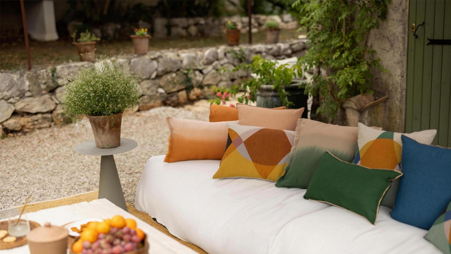 Coussin en lin effet dégradé vert épicéa 45 x 45 cm - Zeff Shade