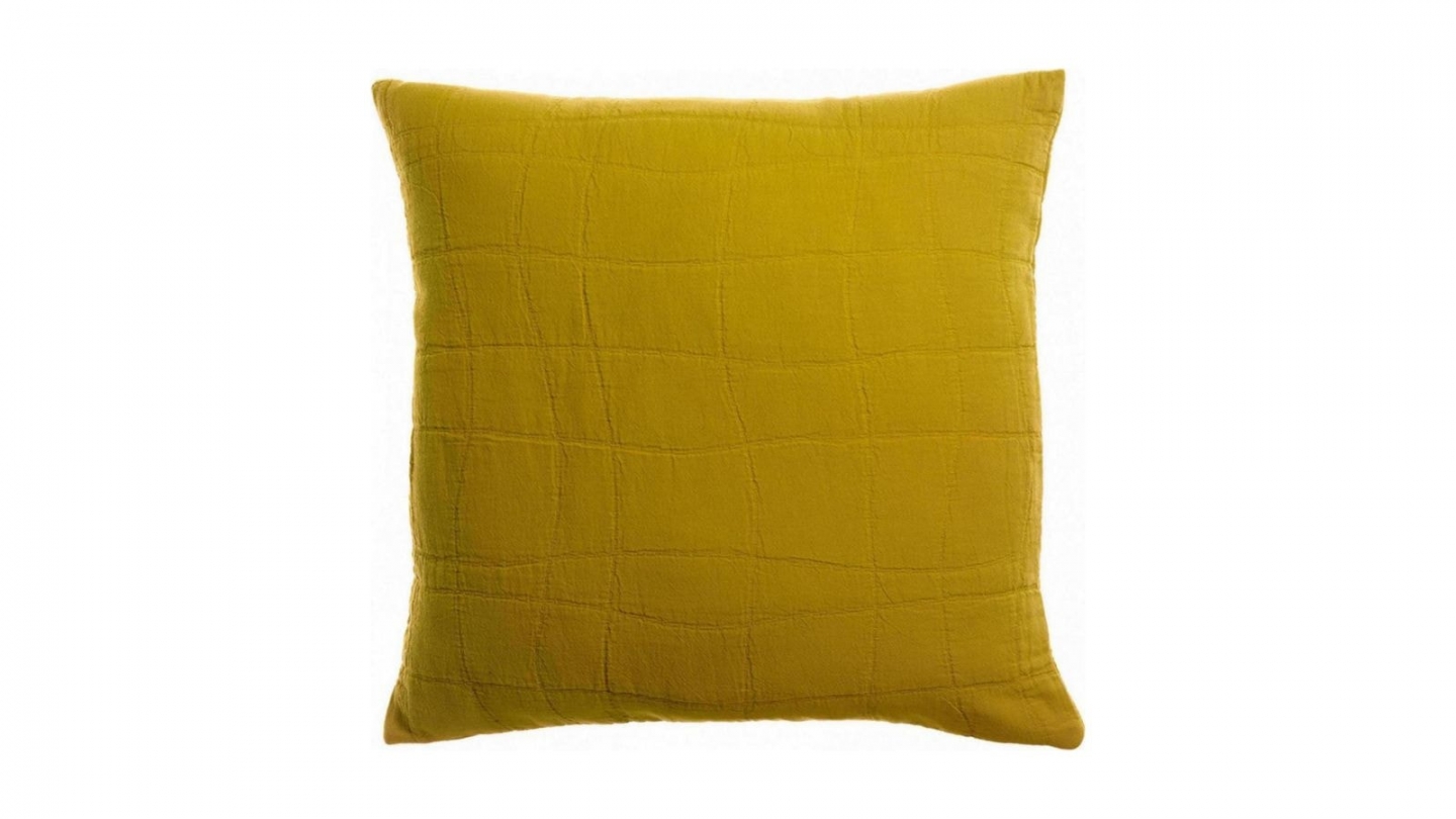 Coussin en coton jaune absinthe 45 x 45 cm - Titou