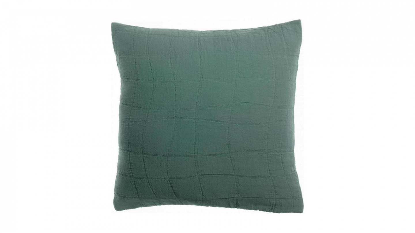 Coussin en coton vert de gris 45 x 45 cm - Titou