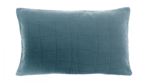 Coussin en coton bleu acier 30 x 50 cm - Titou