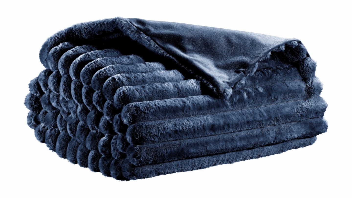Plaid bleu marine 130 x 160 - Alice