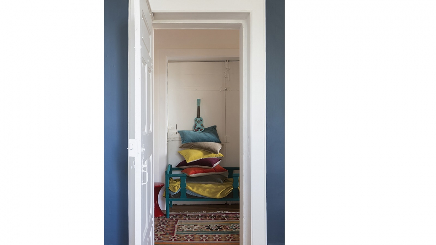 Coussin en velours vert de gris 30 x 50 cm - Elise