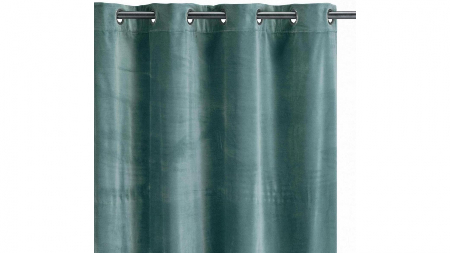 Rideau en velours vert de gris 140x280 cm - Elise