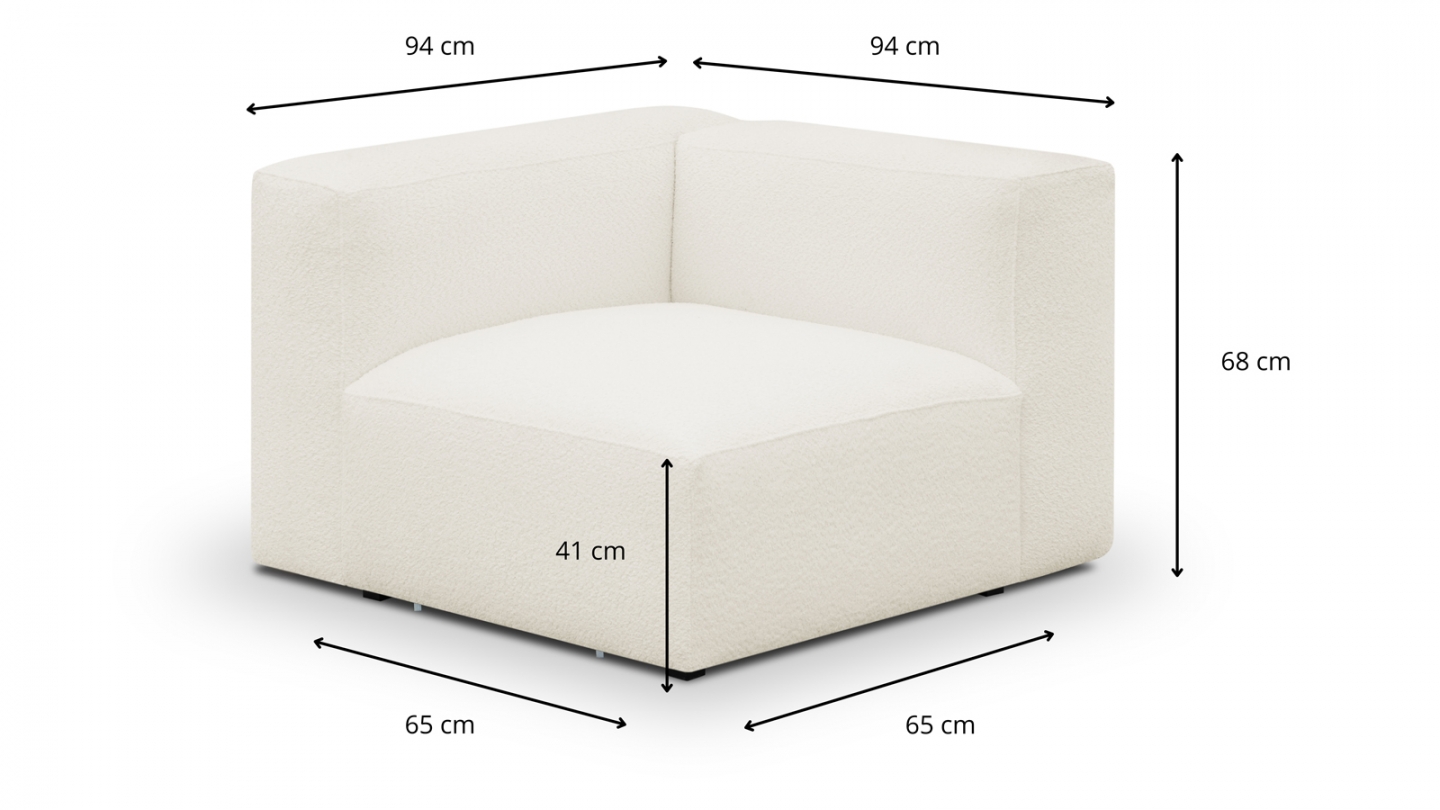 Module d'angle réversible en tissu bouclette beige - Modulo