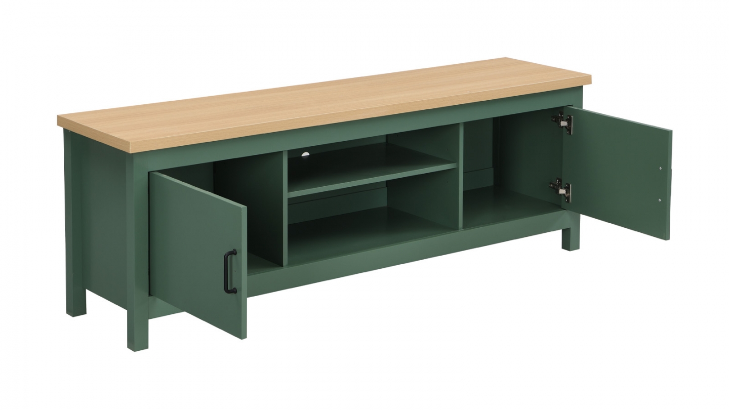 Meuble TV 2 portes vert 160 cm - Sana