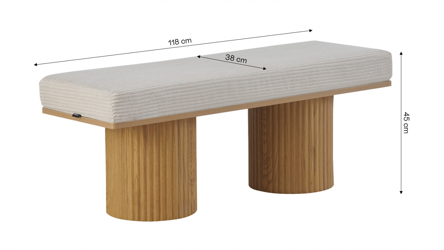 Banc en velours côtelé beige - Mahe