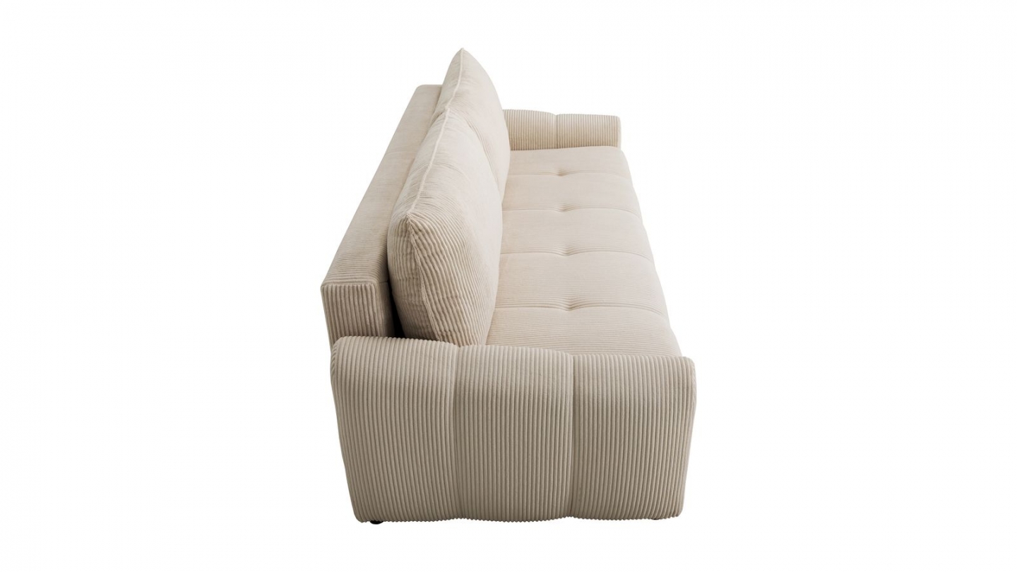 Canapé convertible 3 places en velours côtelé beige - Carla