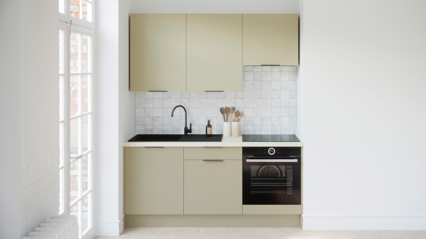 Ensemble de 6 meubles de cuisine - L. 185 cm - vert sauge - Luzia