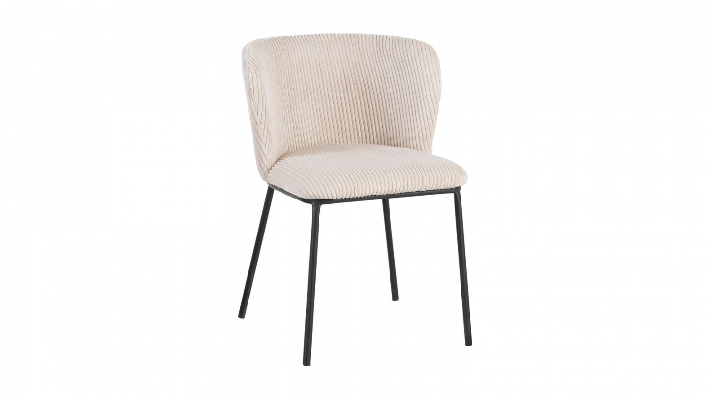 Lot de 2 chaises en velours côtelé beige - Toma