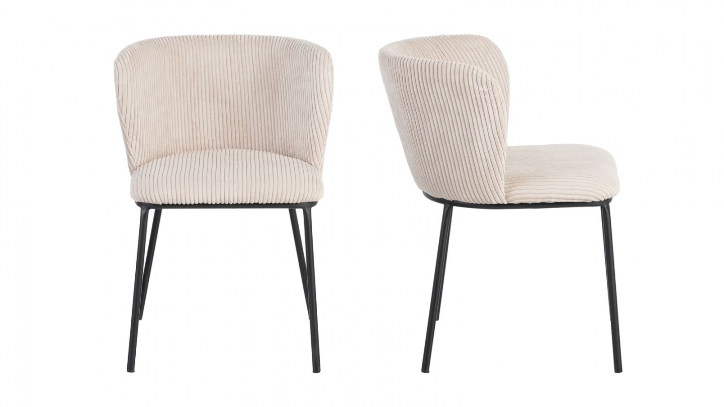 Lot de 2 chaises en velours côtelé beige - Toma