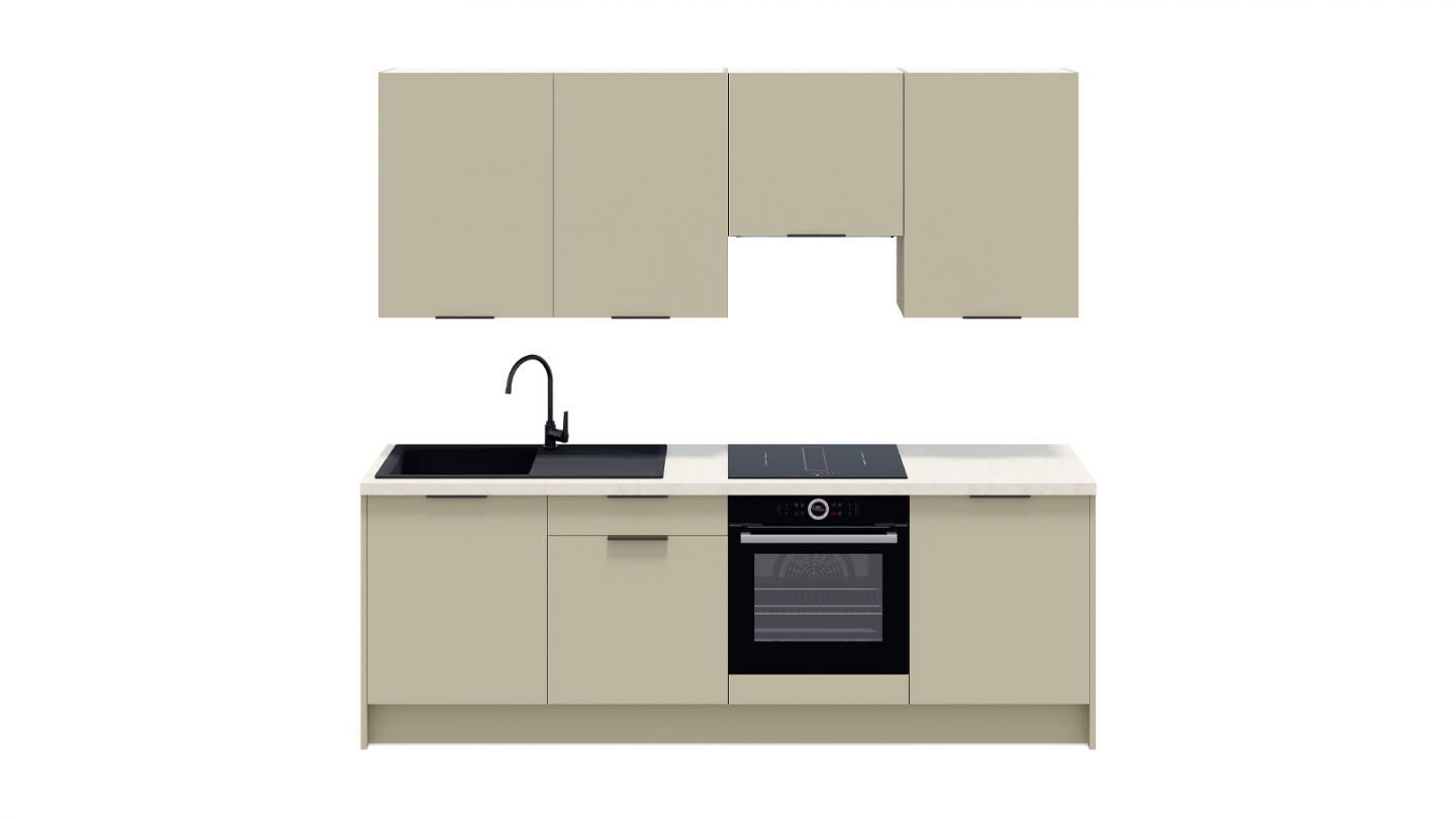 Ensemble de 8 meubles de cuisine - L. 245 cm - vert sauge - Luzia