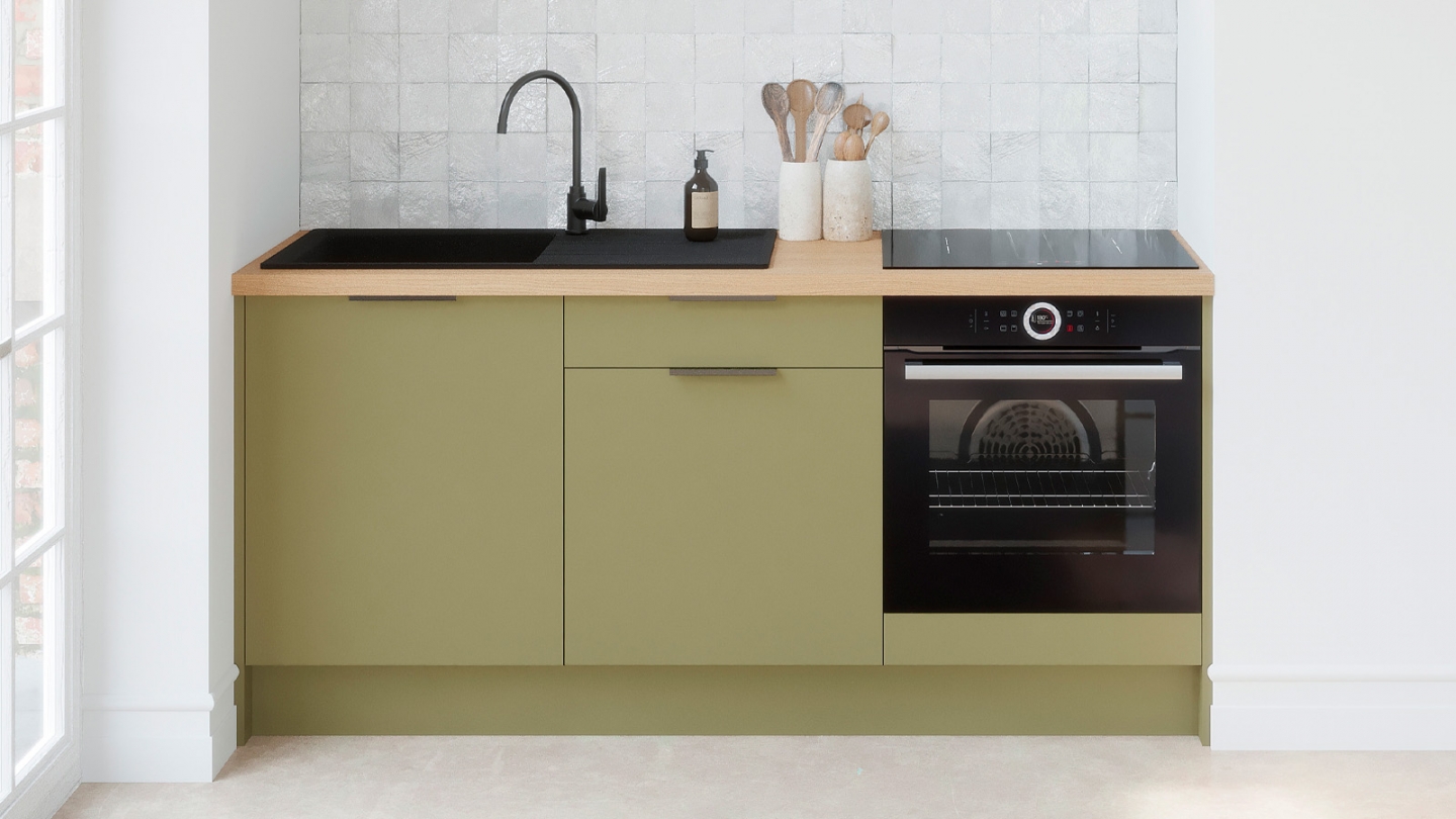 Meubles bas de cuisine - L. 185 cm - vert olive - Luzia