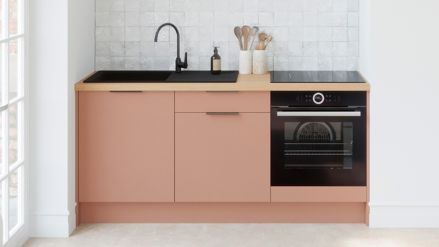 Meubles bas de cuisine - L. 185 cm - abricot - Luzia
