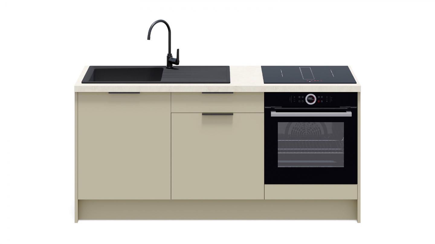 Meubles bas de cuisine - L. 185 cm - vert sauge - Luzia