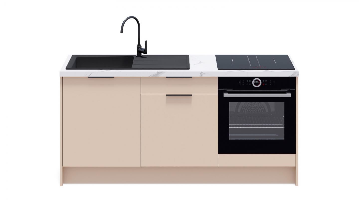 Meubles bas de cuisine - L. 185 cm - beige cachemire - Luzia
