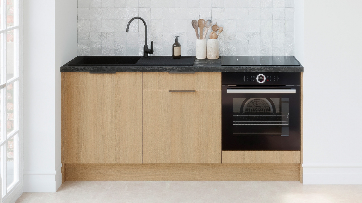Meubles bas de cuisine - L. 185 cm - chêne clair - Sierra