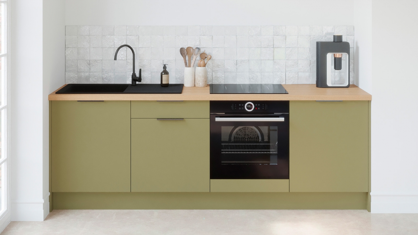 Meubles bas de cuisine - L. 245 cm - vert olive - Luzia