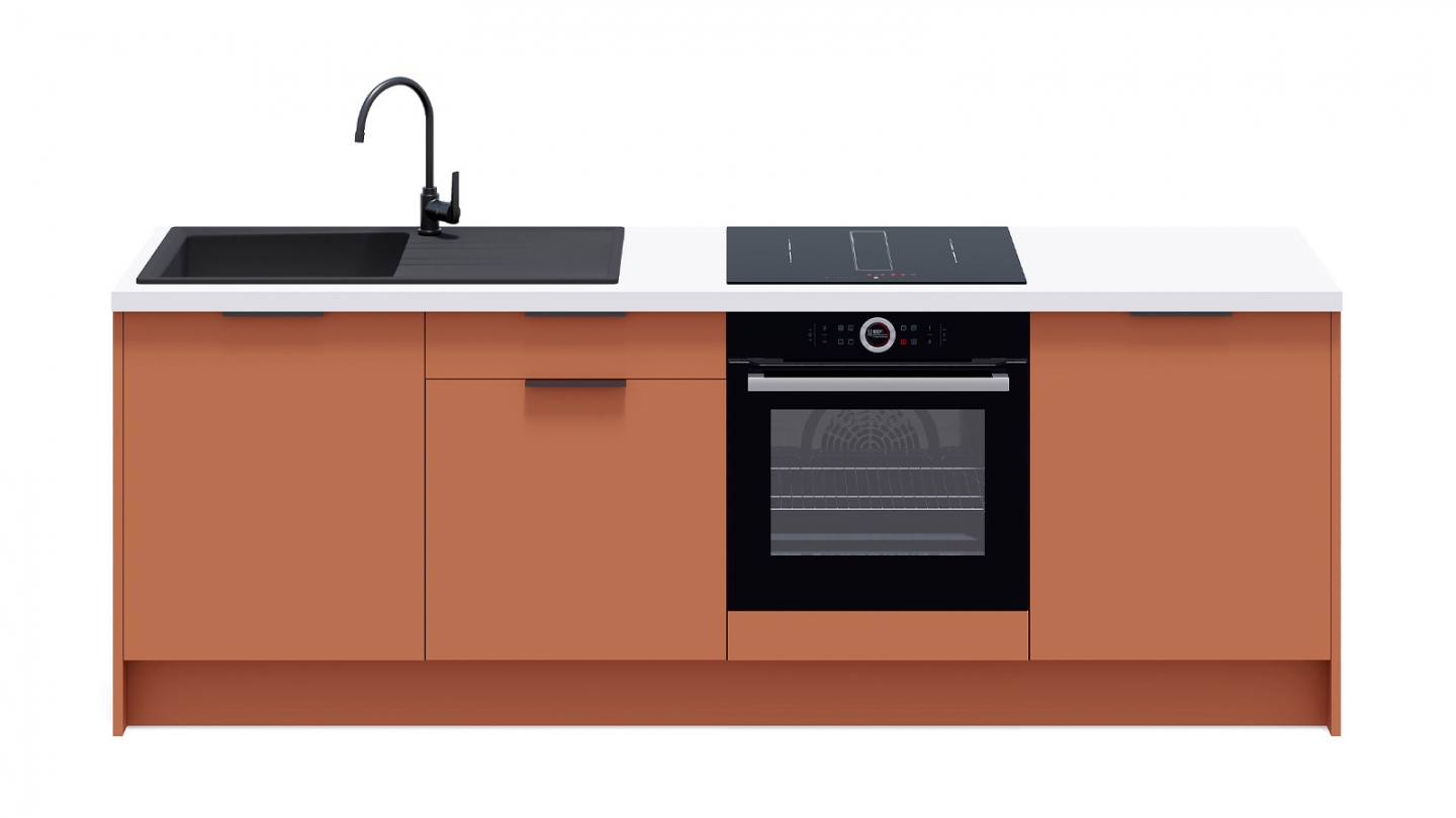 Meubles bas de cuisine - L. 245 cm - terracotta - Luzia