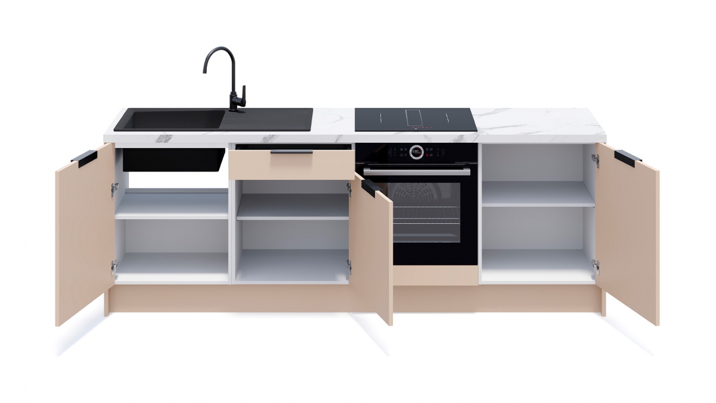 Meubles bas de cuisine - L. 245 cm - beige cachemire - Luzia
