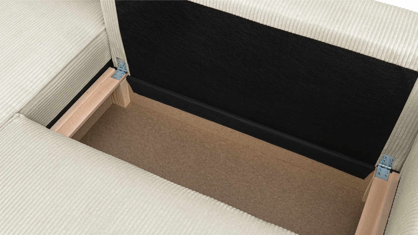 Canapé d'angle à gauche convertible 3 places en velours côtelé beige - Asti