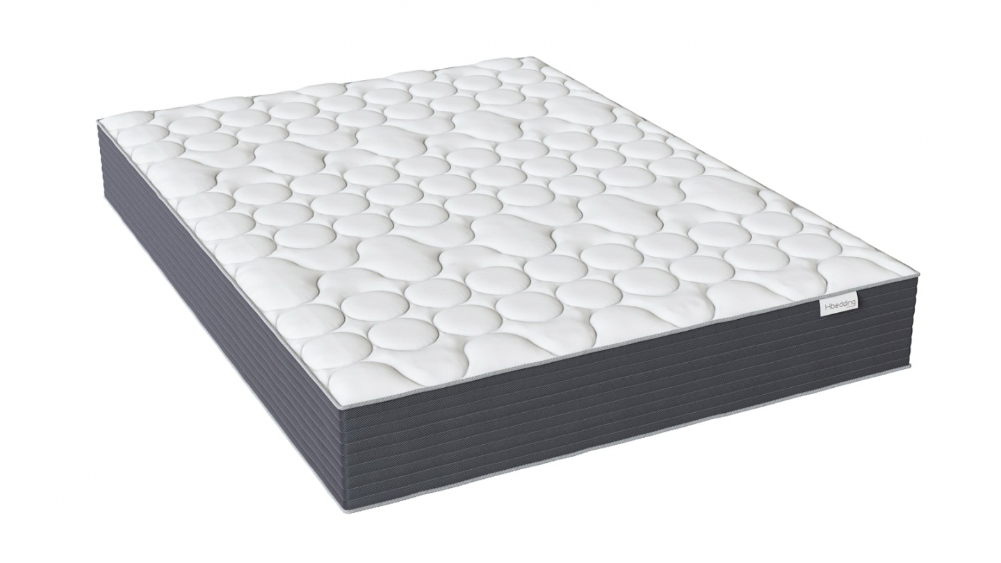 Ensemble Lit adulte 140x190cm avec tête de lit en velours côtelé vert kaki - Milo + Matelas mémoire de forme - Memo HR