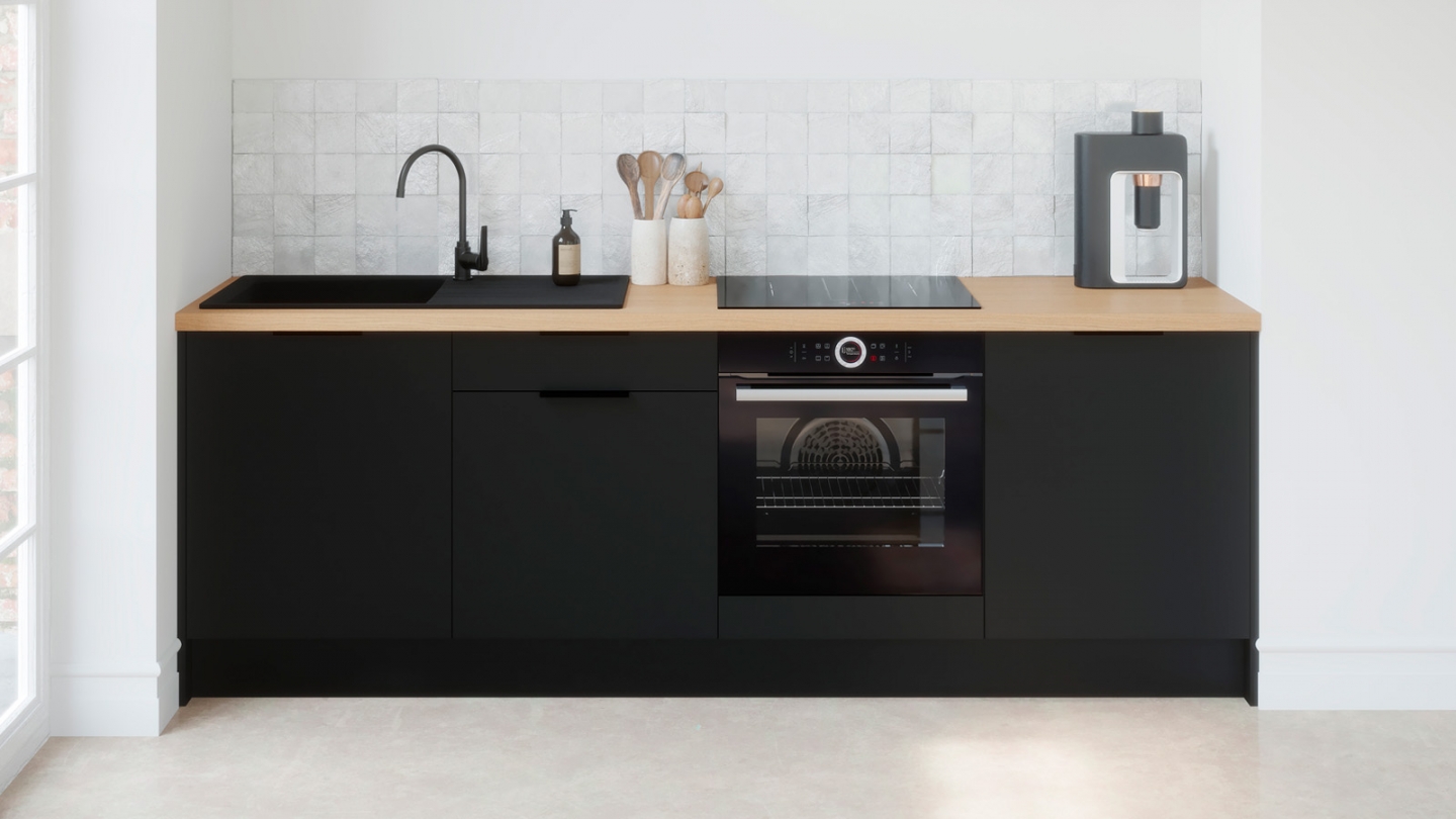 Meubles bas de cuisine - L. 245 cm - noir - Luzia