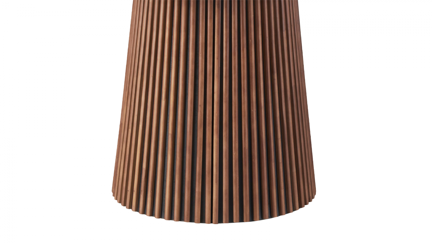Table à manger ronde extensible plateau en céramique effet marbre et piètement en effet noyer 4 à 8 pers. 120/200 cm - Ada Table à manger ronde extensible plateau en céramique effet marbre et piètement en effet noyer 4 à 8 pers. 120/200 cm - Ada