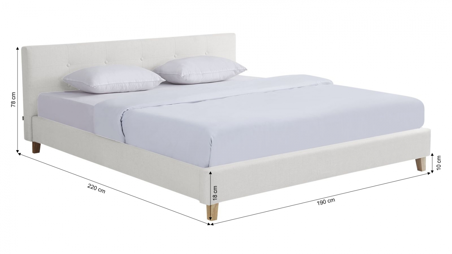 Ensemble Lit adulte 180x200cm avec tête de lit en tissu beige - Milo + Matelas mémoire de forme - Memo HR