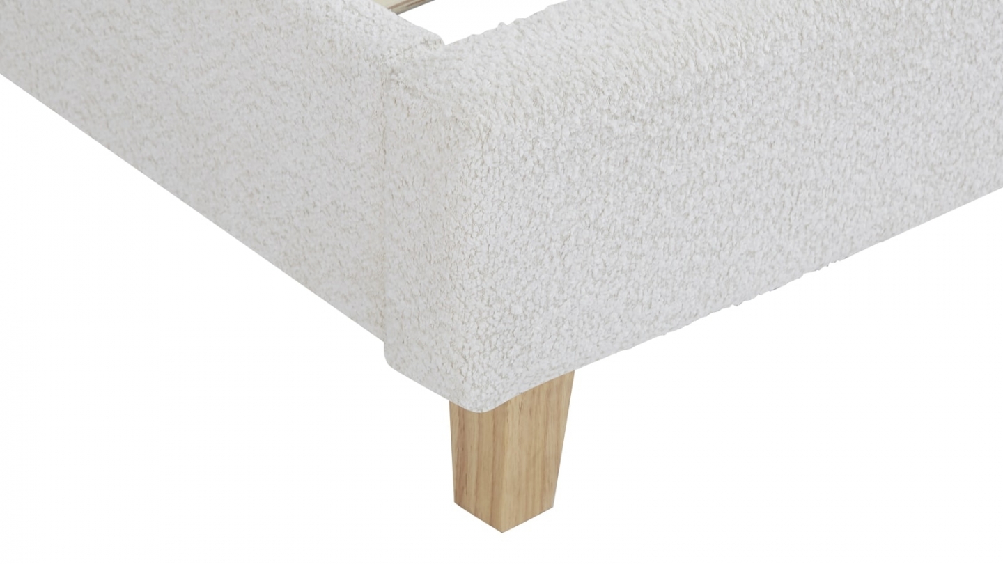 Ensemble Lit adulte 180x200cm avec tête de lit en tissu bouclé beige - Milo + Matelas mémoire de forme - Memo HR