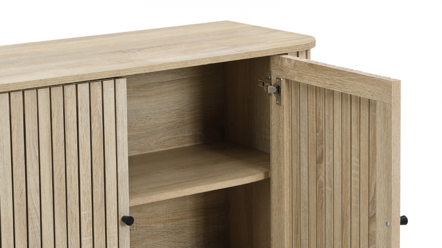 Buffet 2 portes rainurées couleur chêne L106xH78 cm - Solna Buffet 2 portes rainurées couleur chêne L106xH78 cm - Solna