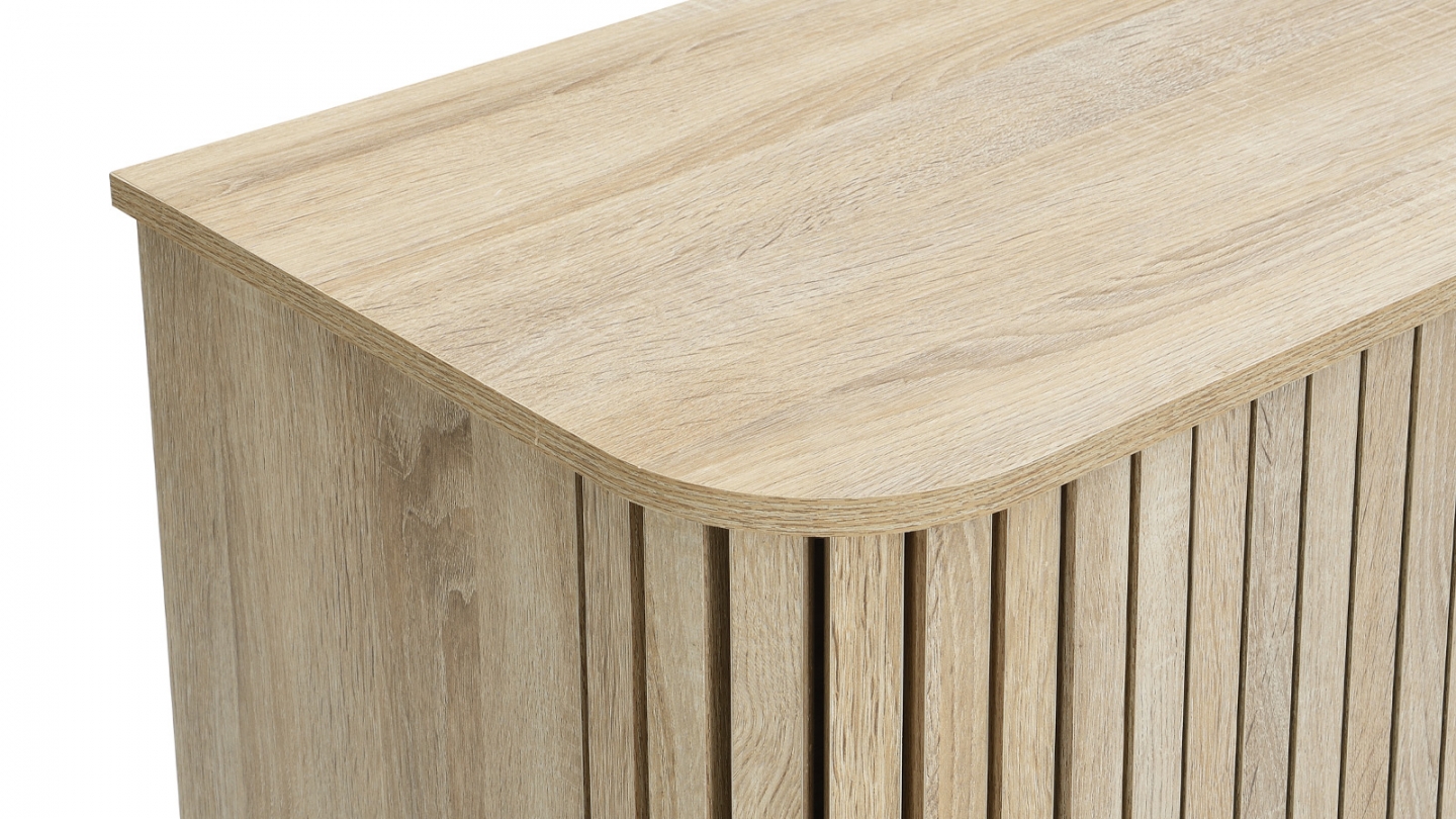 Buffet 2 portes rainurées couleur chêne L106xH78 cm - Solna Buffet 2 portes rainurées couleur chêne L106xH78 cm - Solna