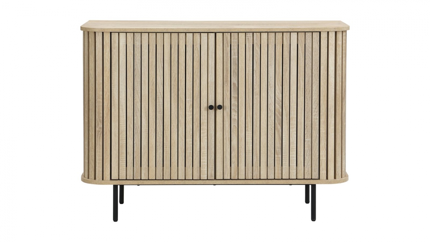 Buffet 2 portes rainurées couleur chêne L106xH78 cm - Solna