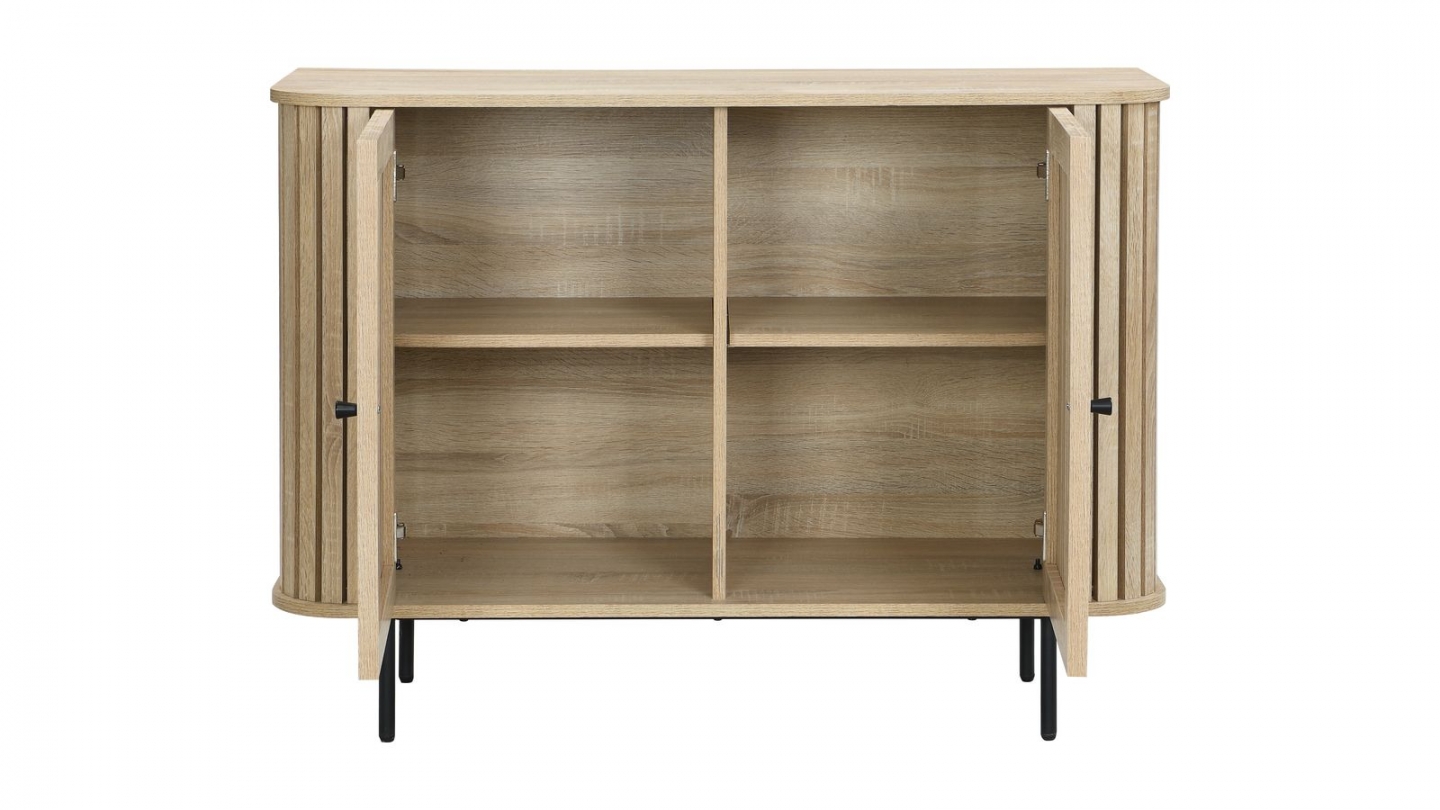 Buffet 2 portes rainurées couleur chêne L106xH78 cm - Solna Buffet 2 portes rainurées couleur chêne L106xH78 cm - Solna