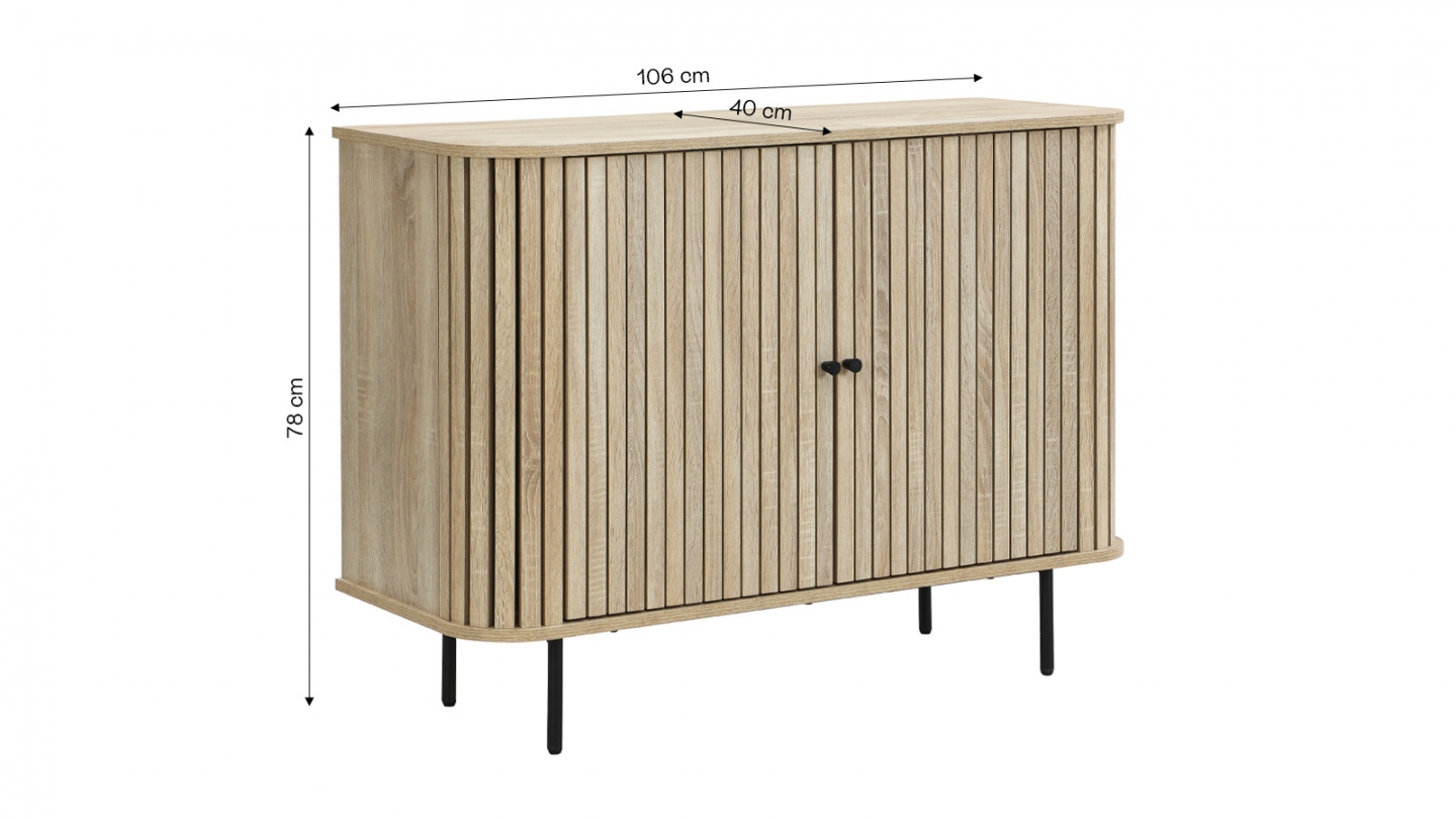 Buffet 2 portes rainurées couleur chêne L106xH78 cm - Solna