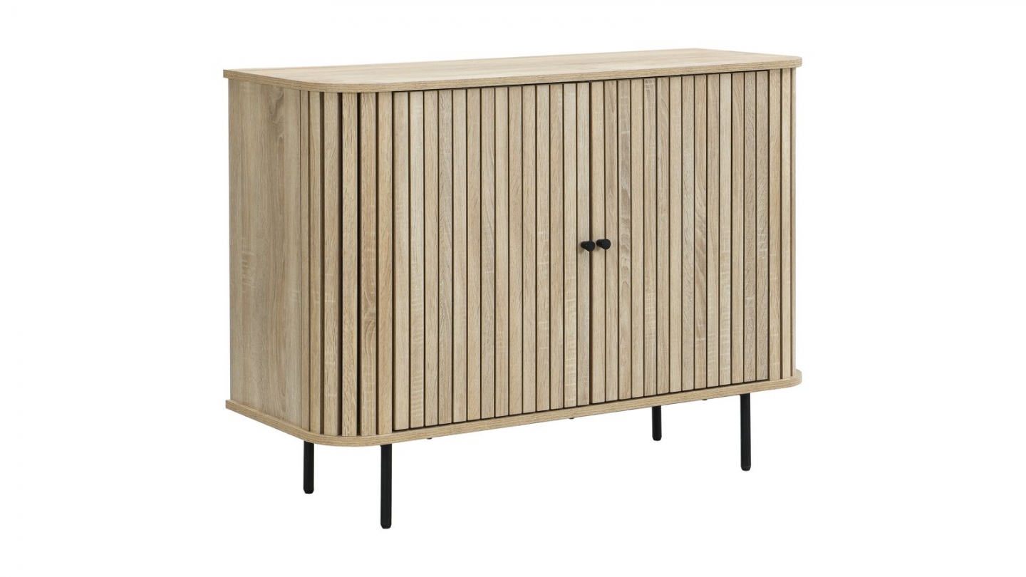 Buffet 2 portes rainurées couleur chêne L106xH78 cm - Solna