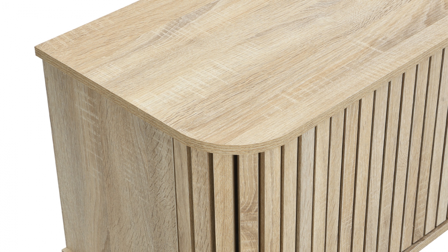 Meuble TV 2 portes rainurées couleur chêne L160xH55 cm - Solna