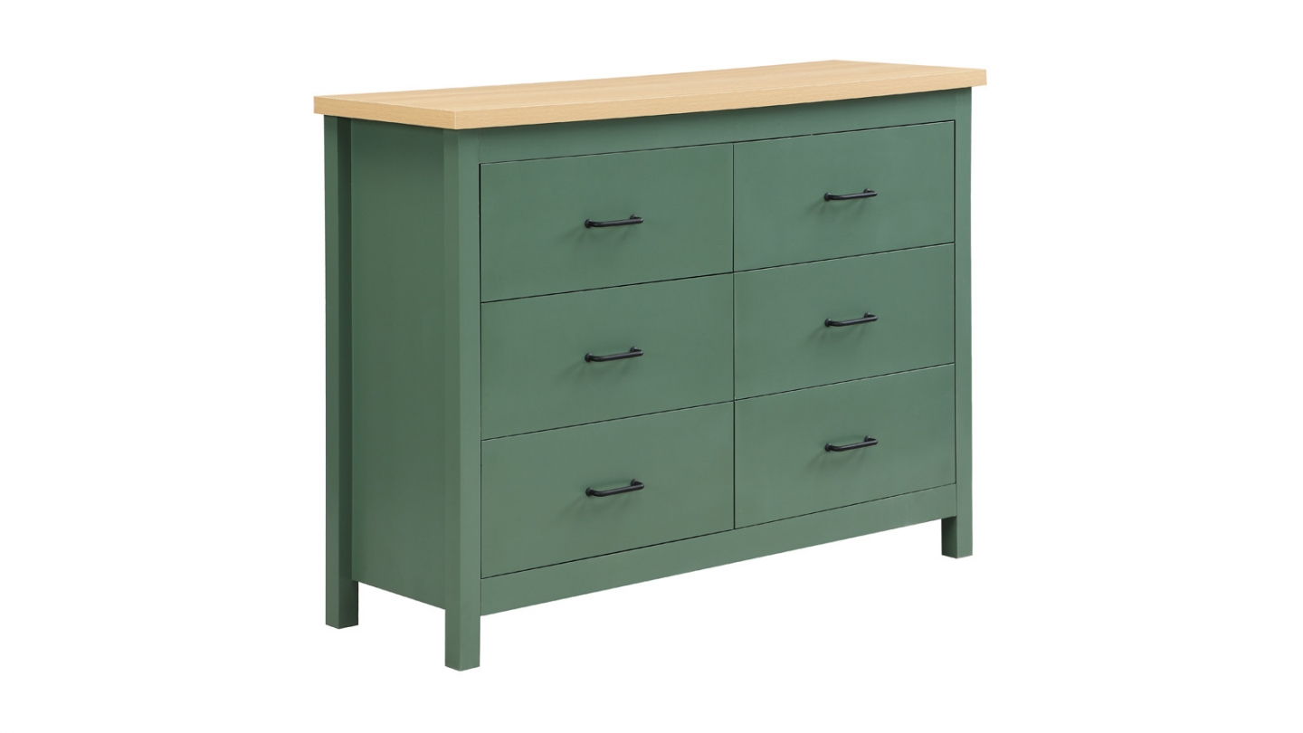Commode 6 titoirs verte 120 cm - Sana