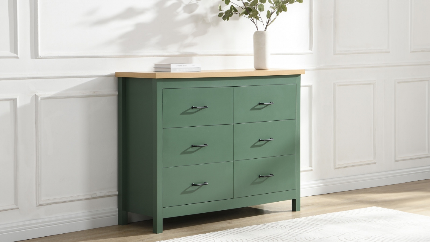 Commode 6 titoirs verte 120 cm - Sana