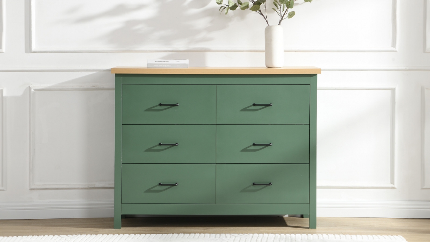 Commode 6 titoirs verte 120 cm - Sana