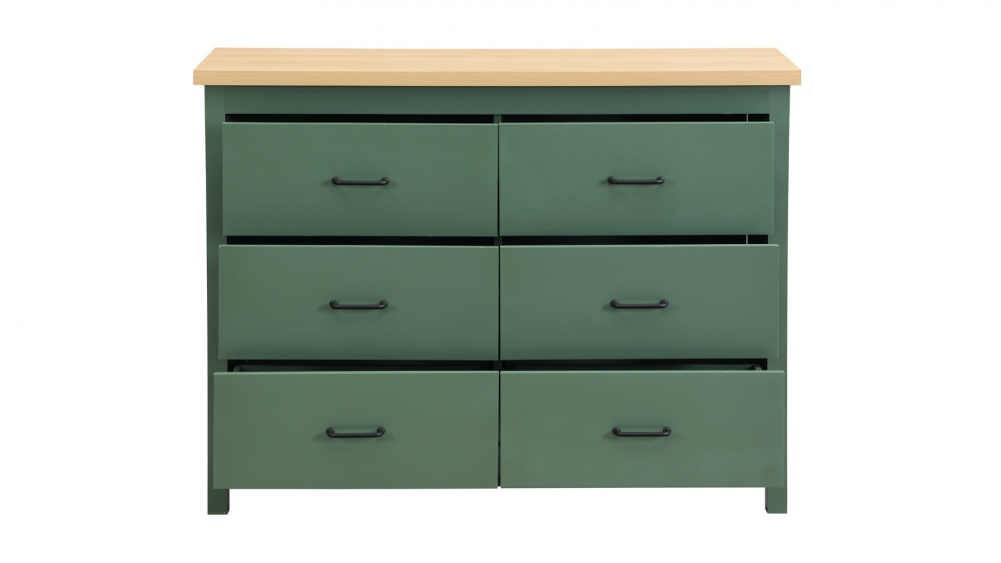 Commode 6 titoirs verte 120 cm - Sana