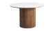 Table à manger ronde plateau en céramique effet marbre et piètement effet noyer 5 à 6 pers. 120 cm - Mira