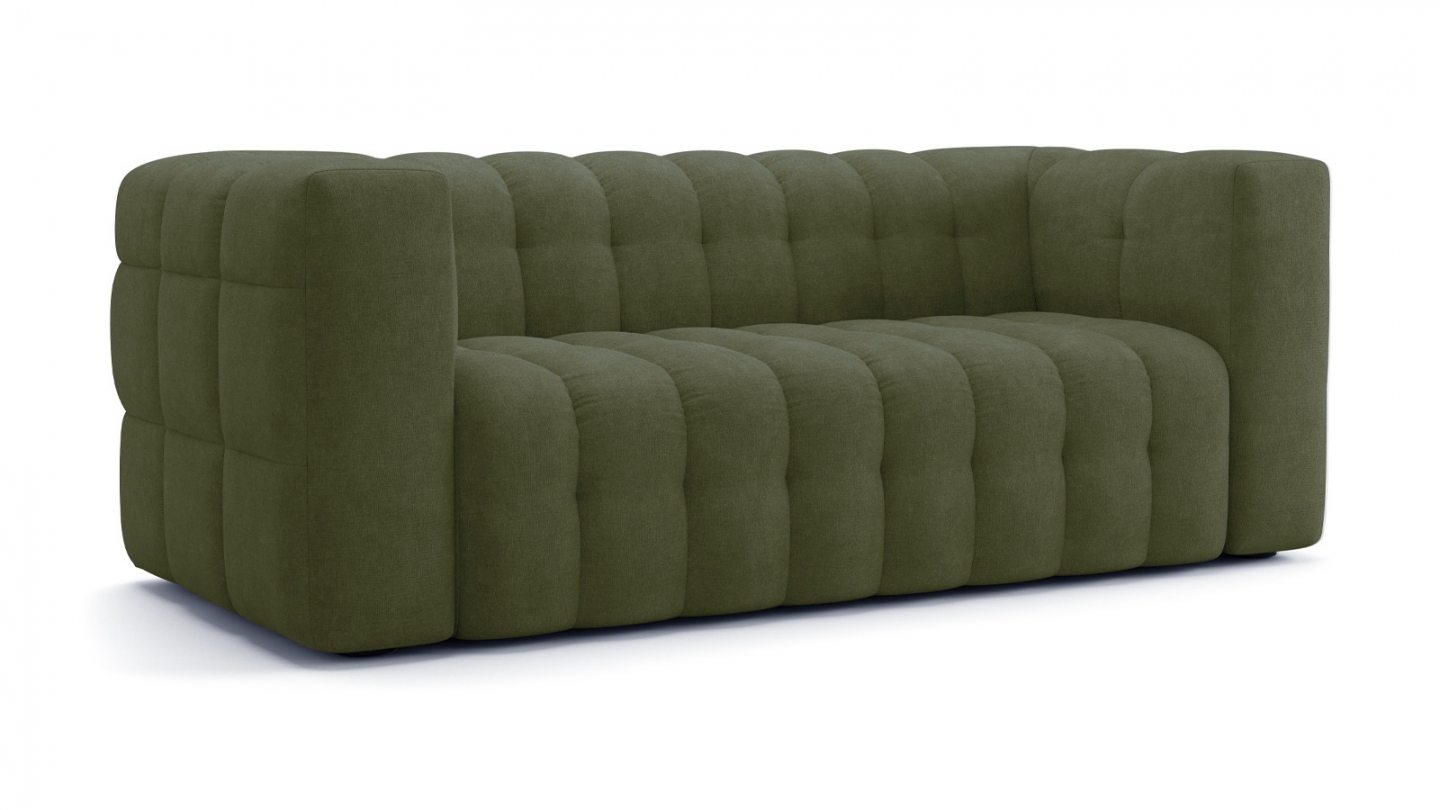 Canapé 3 places en tissu chenille vert olive - Cester