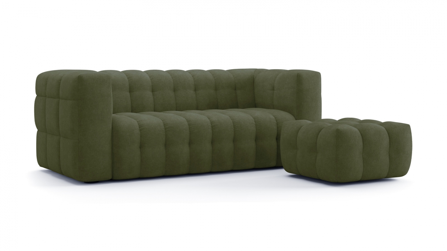 Canapé 3 places en tissu chenille vert olive - Cester