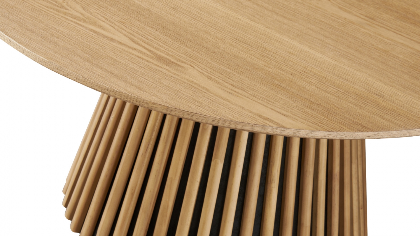 Table basse ronde en bois piètement cannelé - 80 cm - Ada
