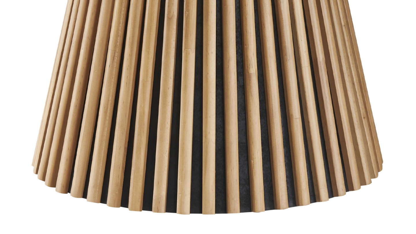 Table basse ronde plateau en céramique effet marbre et piètement bois clair - 80 cm- Ada