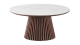 Table basse ronde plateau en céramique effet marbre et piètement effet noyer- 80 cm - Ada